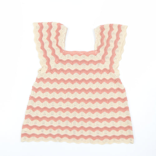 George Girls Pink Ivory Crochet Camisole Top 6-7 Years Sleeveless Summer