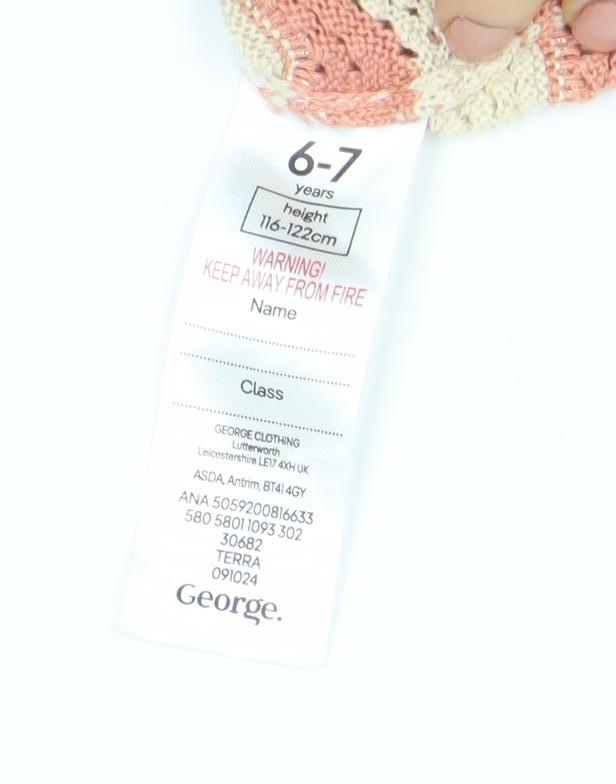 George Girls Pink Ivory Crochet Camisole Top 6-7 Years Sleeveless Summer