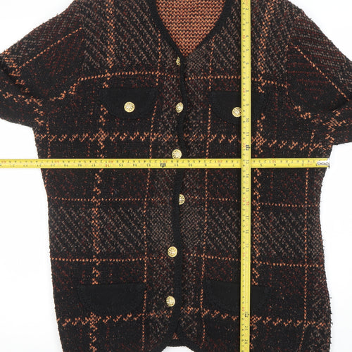 Marks and Spencer Women's Brown Check Wool Blend Blazer Jacket Size 18