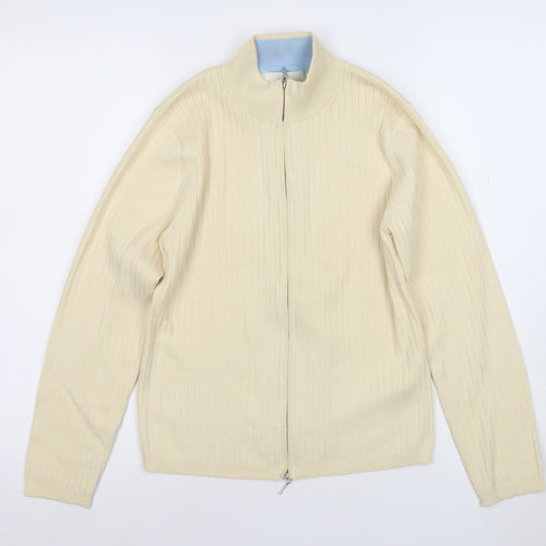 Marks and Spencer Womens Beige Cotton Blend Full Zip Jumper Size 12