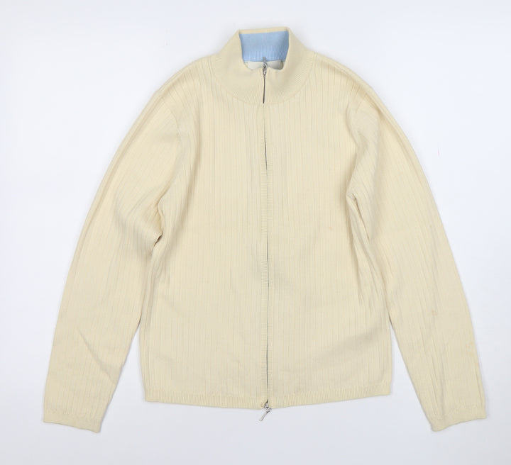 Marks and Spencer Womens Beige Cotton Blend Full Zip Jumper Size 12