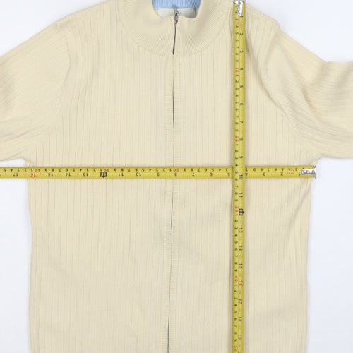 Marks and Spencer Womens Beige Cotton Blend Full Zip Jumper Size 12
