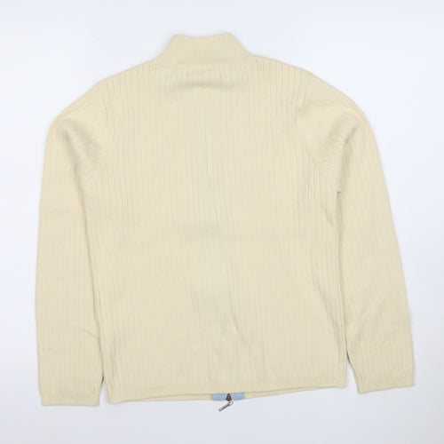 Marks and Spencer Womens Beige Cotton Blend Full Zip Jumper Size 12