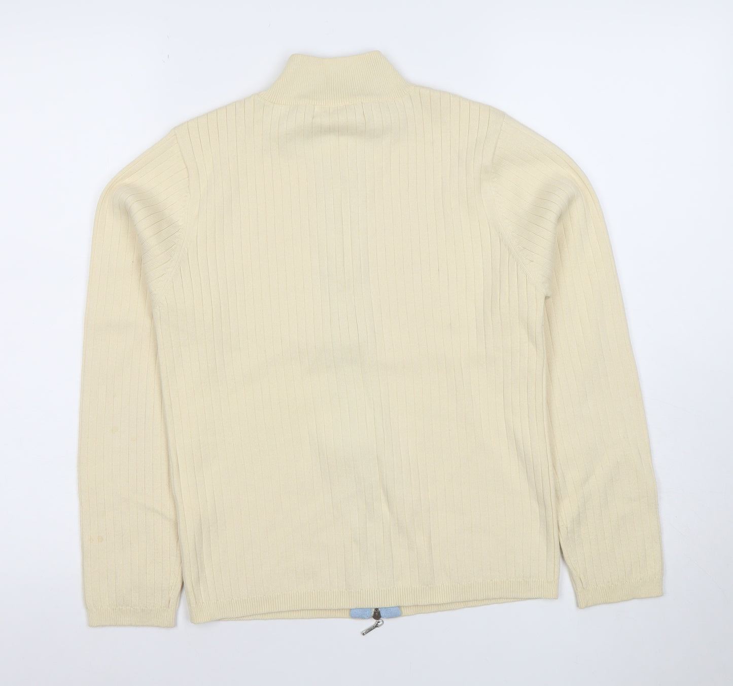Marks and Spencer Womens Beige Cotton Blend Full Zip Jumper Size 12