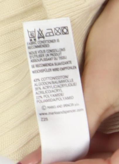 Marks and Spencer Womens Beige Cotton Blend Full Zip Jumper Size 12