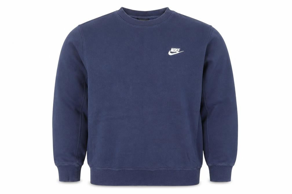 Front view of Nike Men's Blue Crew Neck Pullover Sweatshirt, size S