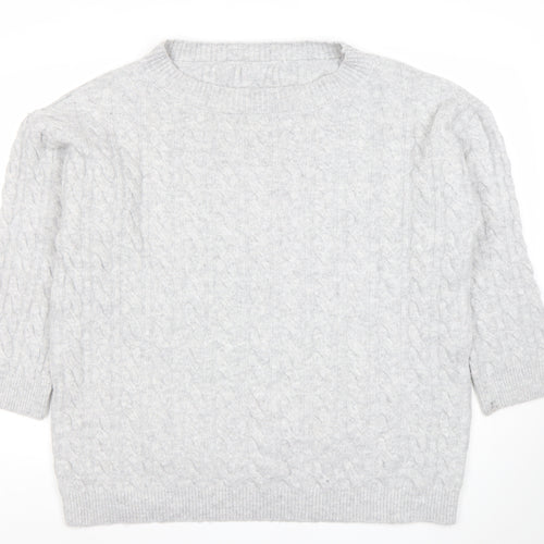 SHEIN Women’s Grey Cable-Knit Pullover Jumper Size 12