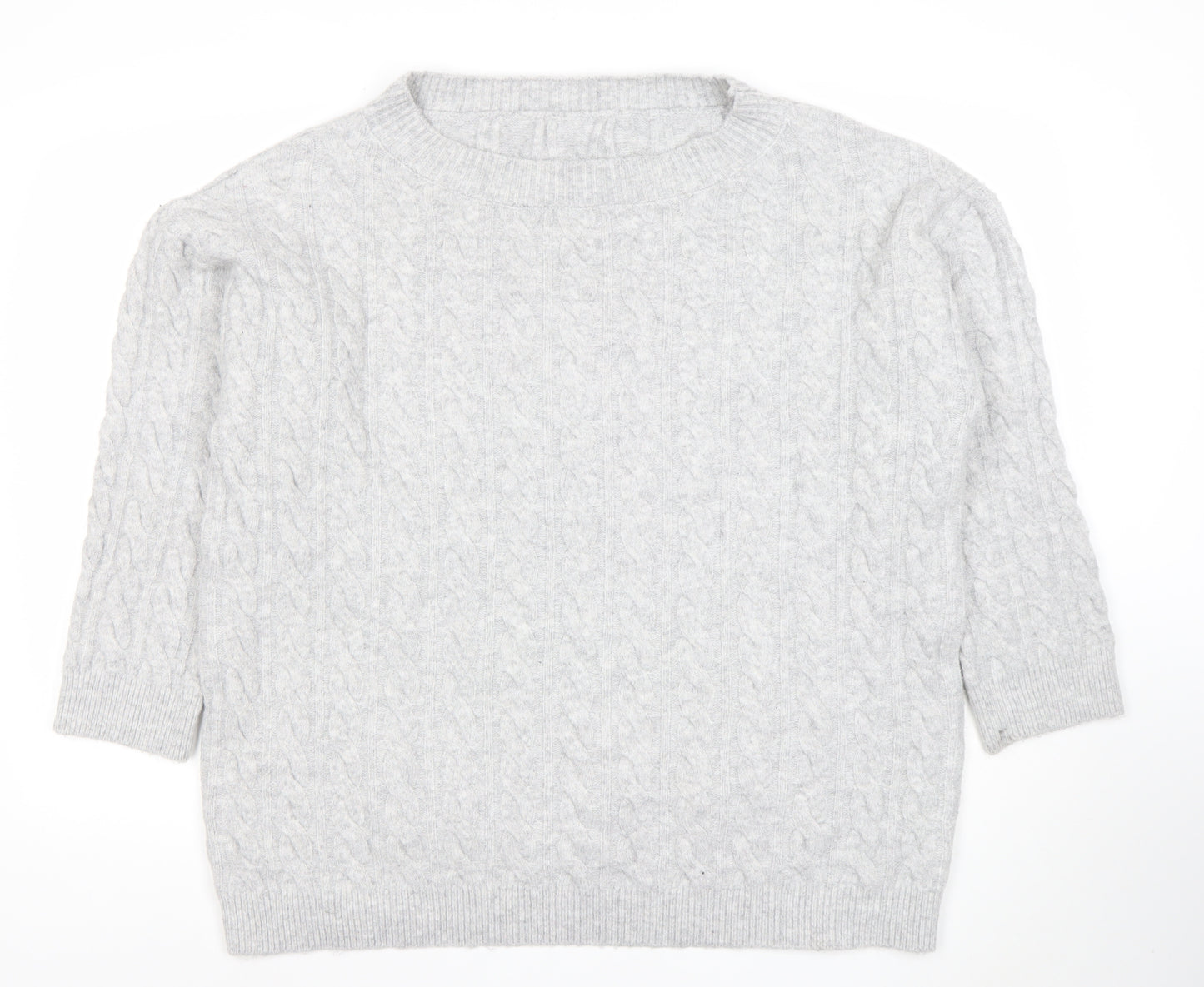 SHEIN Women’s Grey Cable-Knit Pullover Jumper Size 12