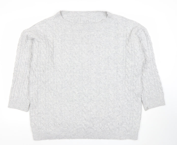 SHEIN Women’s Grey Cable-Knit Pullover Jumper Size 12