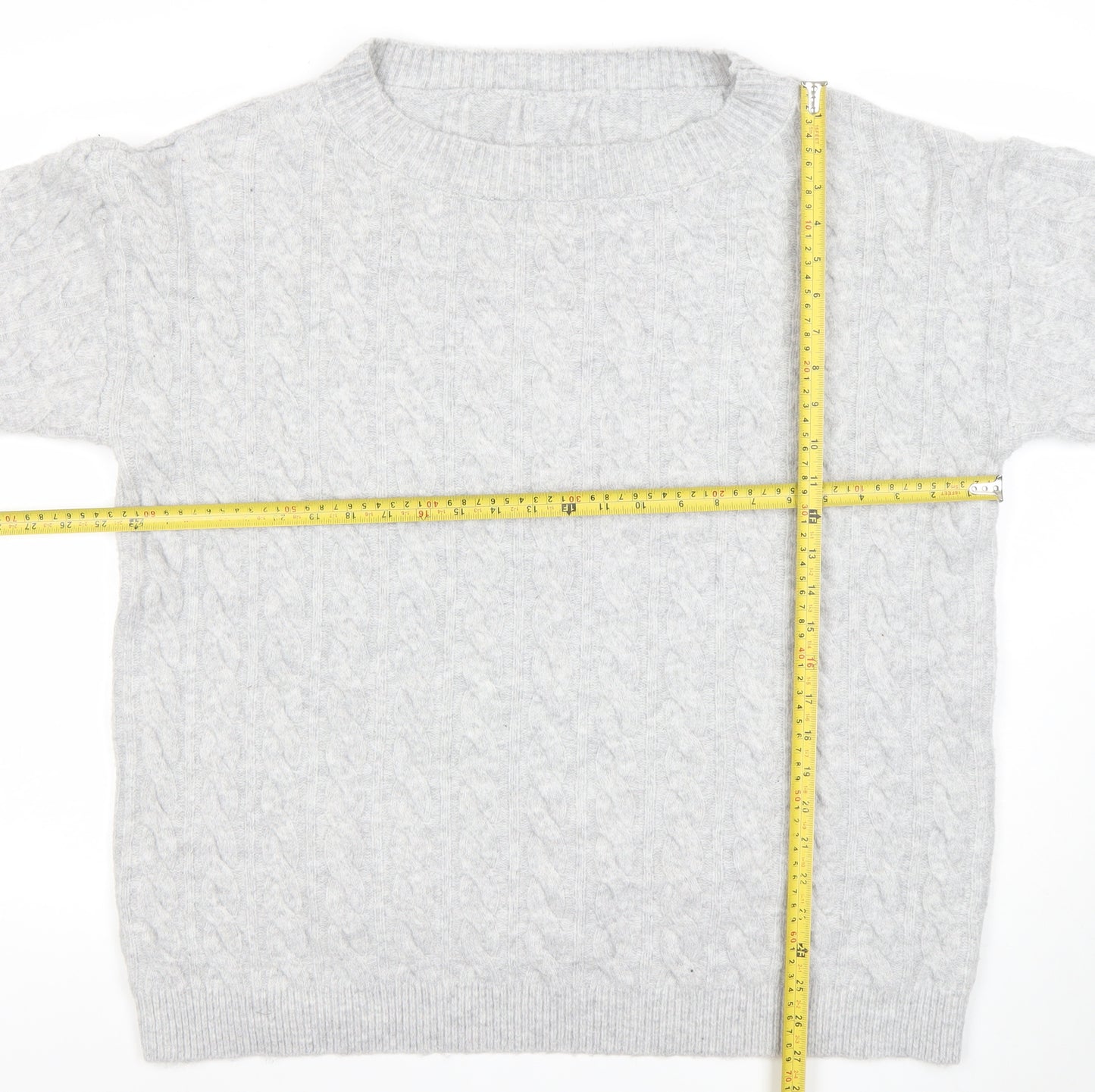 SHEIN Women’s Grey Cable-Knit Pullover Jumper Size 12