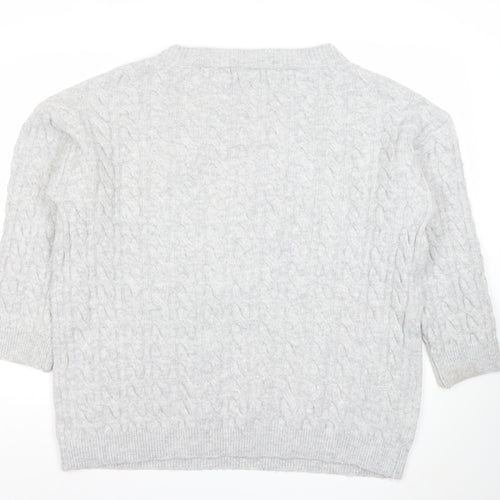 SHEIN Women’s Grey Cable-Knit Pullover Jumper Size 12