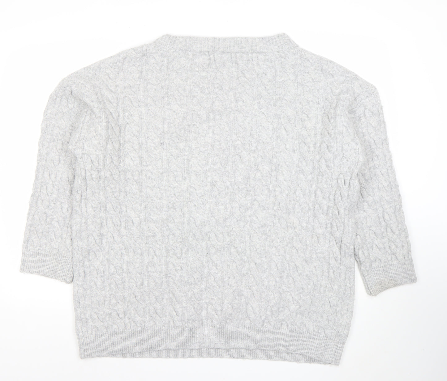 SHEIN Women’s Grey Cable-Knit Pullover Jumper Size 12