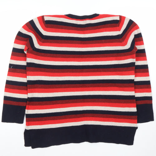 Heyton Women's Red Stripe Crew Neck Jumper XL 100% Merino Wool