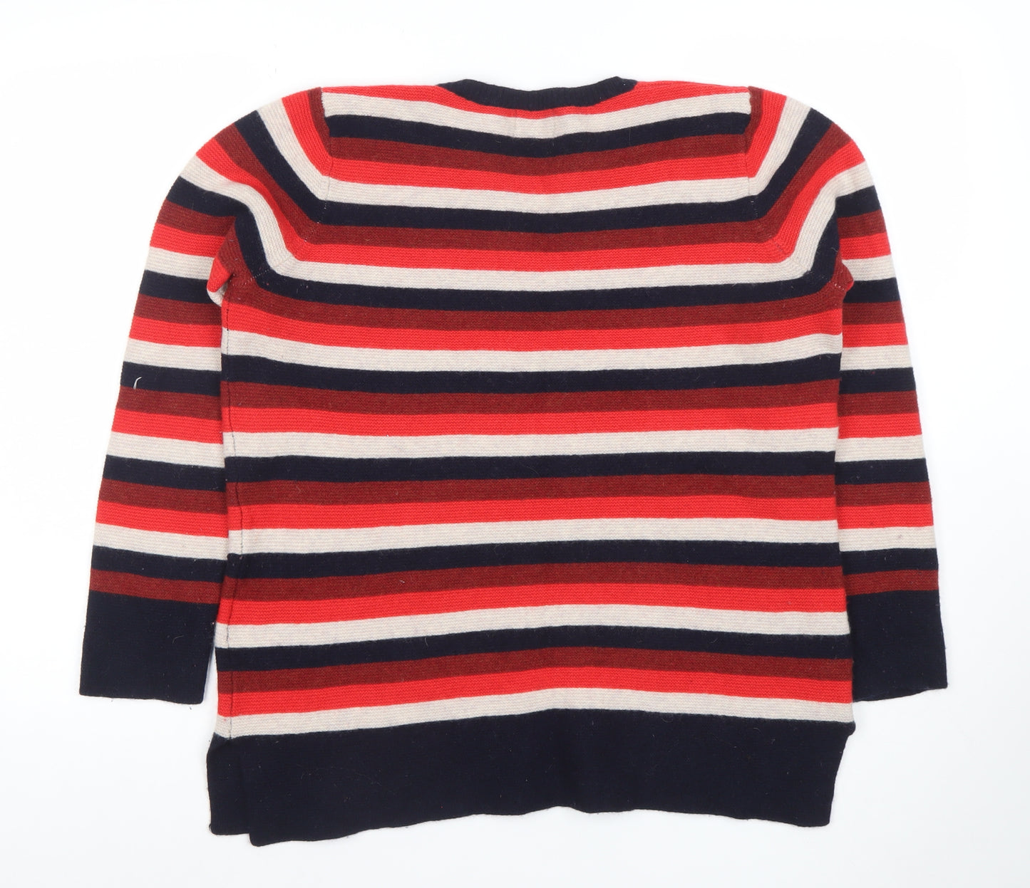 Heyton Women's Red Stripe Crew Neck Jumper XL 100% Merino Wool