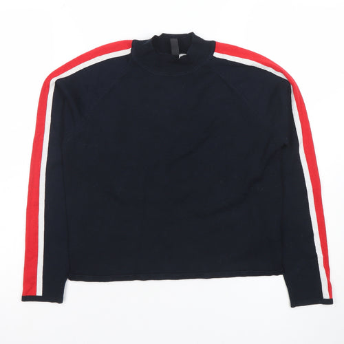 H&M Divided Women's Black Mock Neck Long Sleeve Knit Top Size M