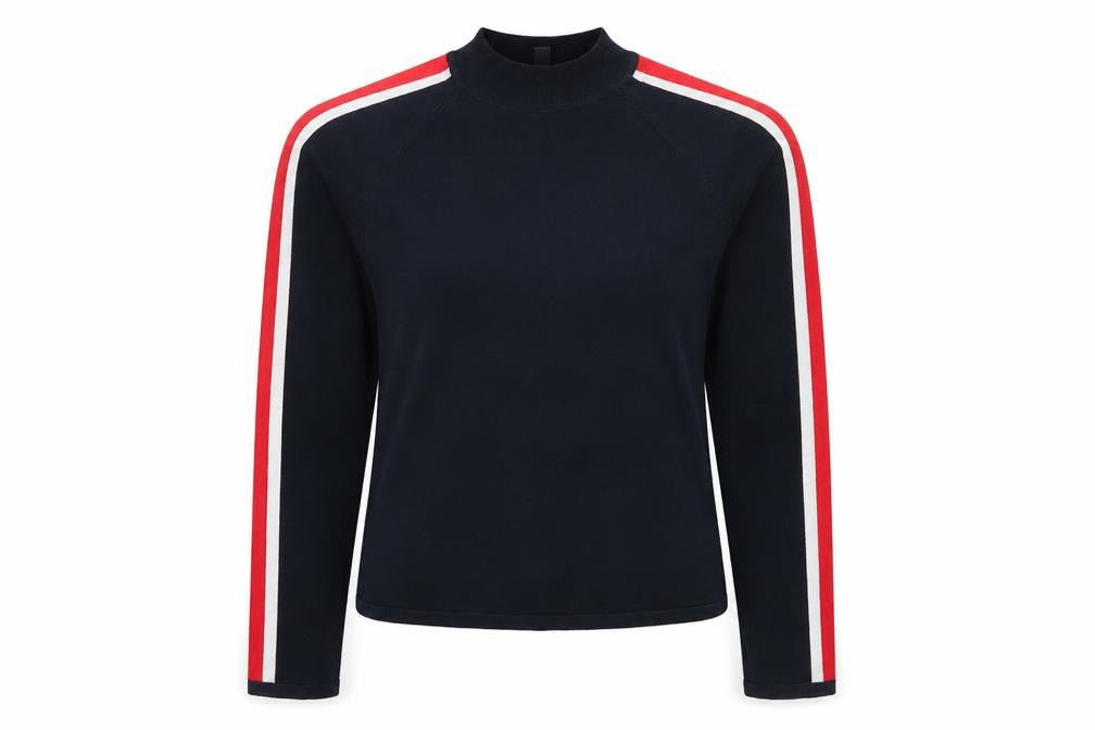 Front view of H&M Divided Women's Black Mock Neck Long Sleeve Knit Top, size M