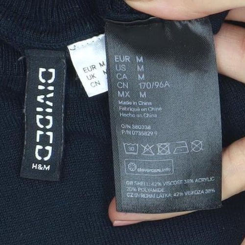 H&M Divided Women's Black Mock Neck Long Sleeve Knit Top Size M