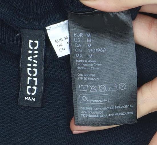 H&M Divided Women's Black Mock Neck Long Sleeve Knit Top Size M