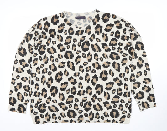 Marks and Spencer Women’s Beige Leopard Knit Long Sleeve Top Size 20