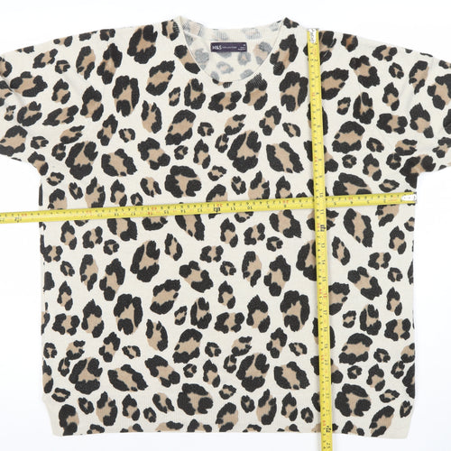 Marks and Spencer Women’s Beige Leopard Knit Long Sleeve Top Size 20