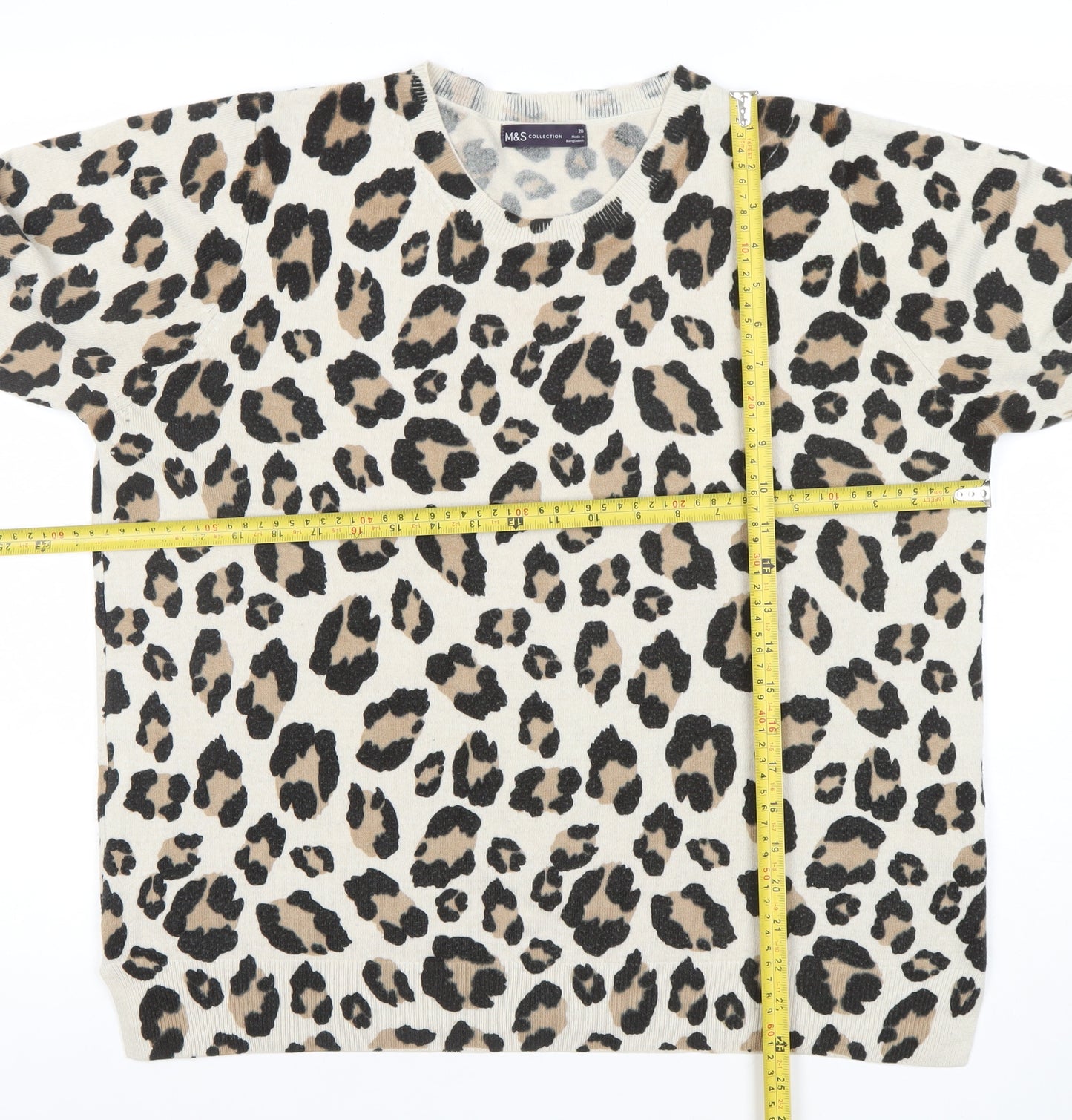 Marks and Spencer Women’s Beige Leopard Knit Long Sleeve Top Size 20