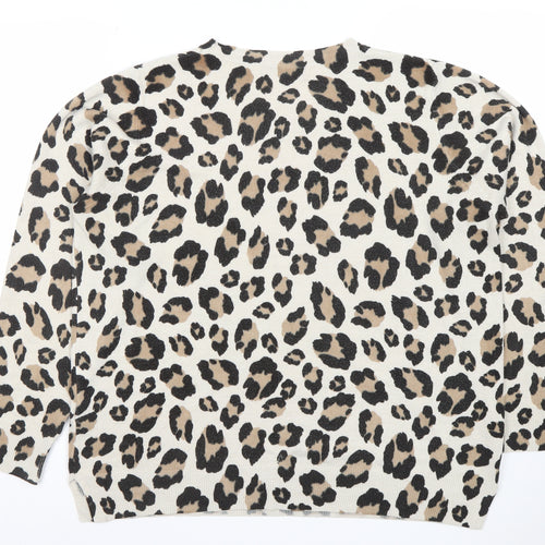 Marks and Spencer Women’s Beige Leopard Knit Long Sleeve Top Size 20