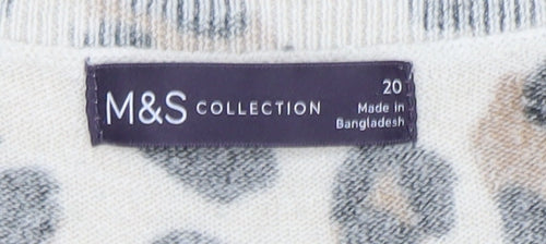 Marks and Spencer Women’s Beige Leopard Knit Long Sleeve Top Size 20