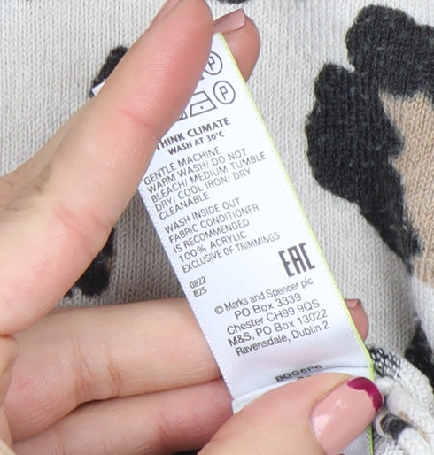 Marks and Spencer Women’s Beige Leopard Knit Long Sleeve Top Size 20