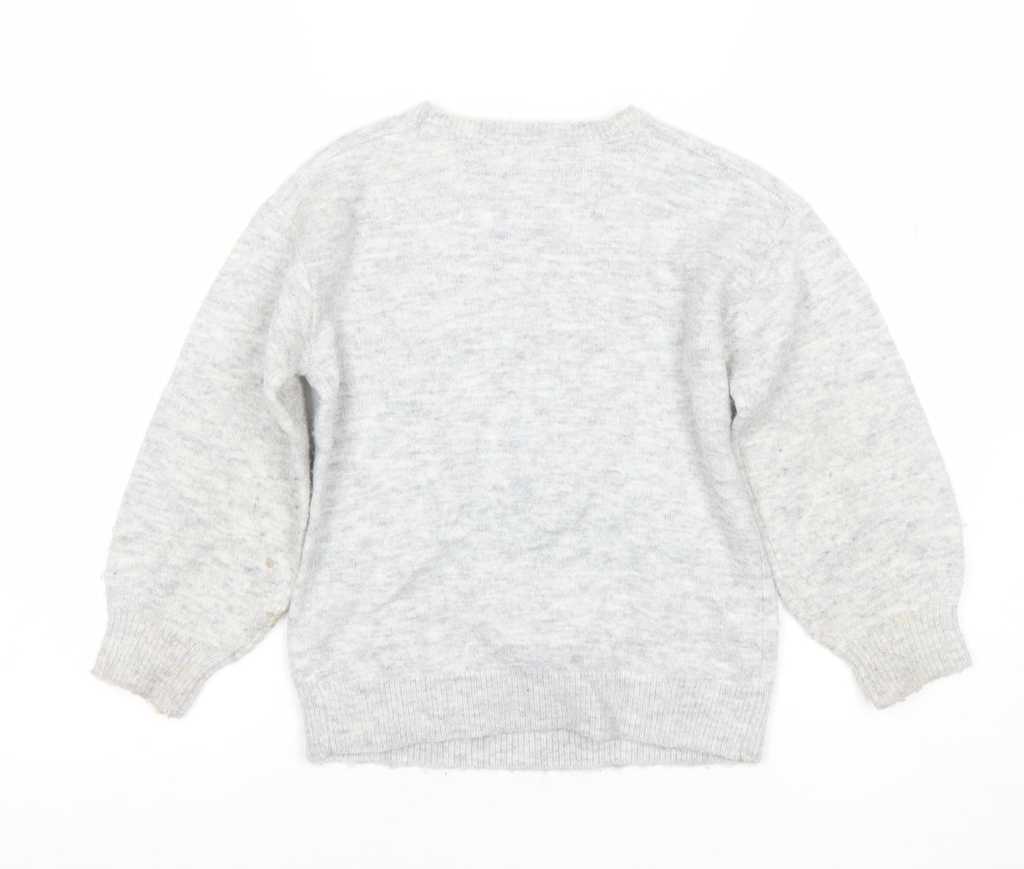 John Lewis Girls Grey Sequin Reindeer Christmas Jumper Size 6 Years