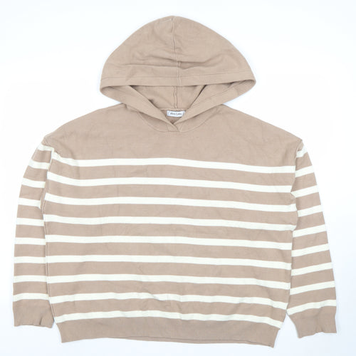 Alice Collins Women's Beige Striped Hooded Pullover Size 18