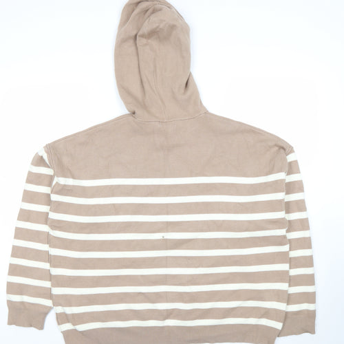 Alice Collins Women's Beige Striped Hooded Pullover Size 18