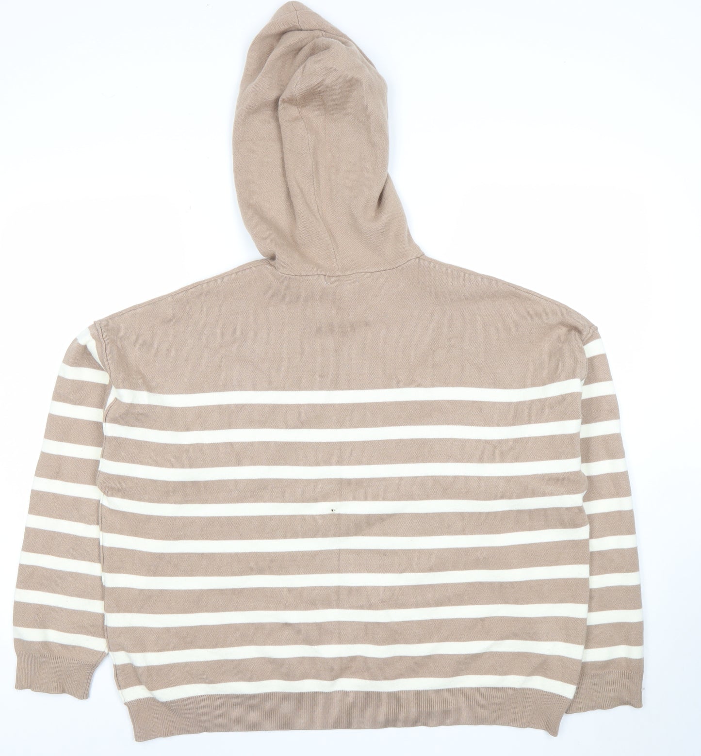 Alice Collins Women's Beige Striped Hooded Pullover Size 18