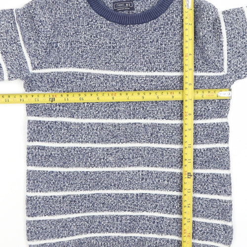 Next Boys Blue Striped Crew Neck Cotton Pullover Jumper 6 Years