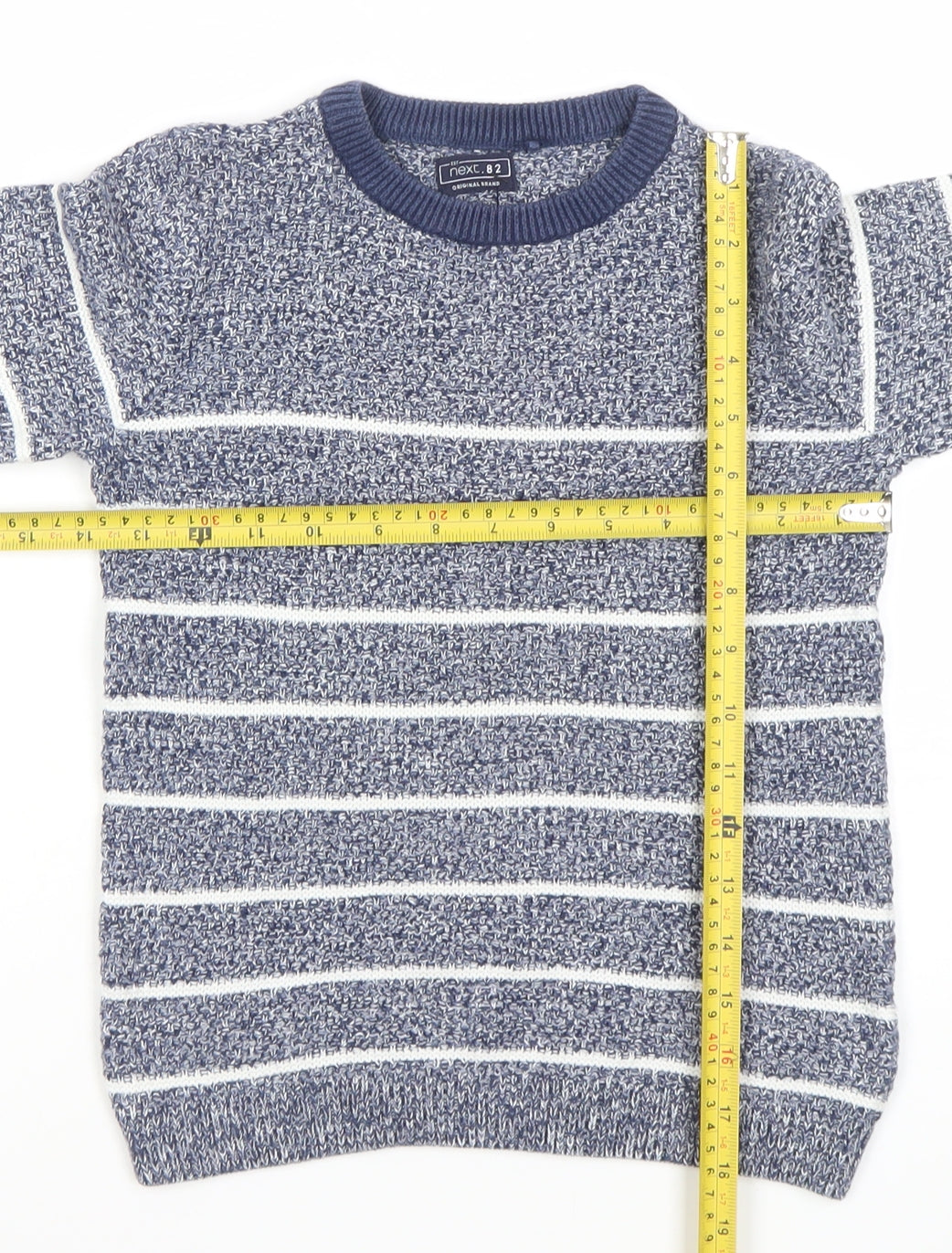 Next Boys Blue Striped Crew Neck Cotton Pullover Jumper 6 Years