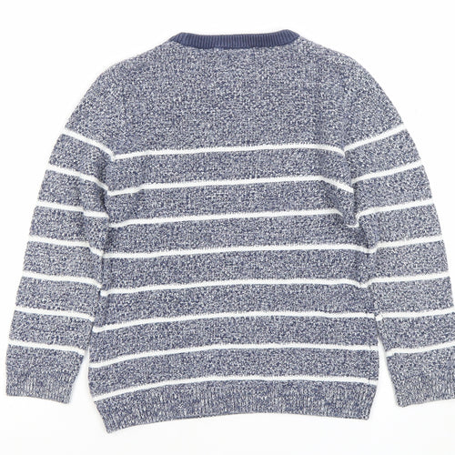 Next Boys Blue Striped Crew Neck Cotton Pullover Jumper 6 Years