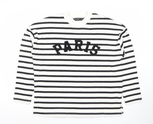 F&F Womens White Black Striped Paris Jumper Size M