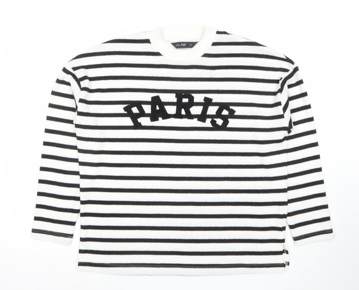 F&F Womens White Black Striped Paris Jumper Size M