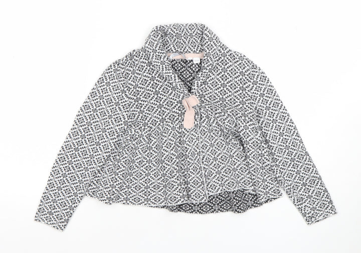 MyWear Girls Black Knit Geometric Tie Jacket 5-6 Years Lined Winter Cotton Blend