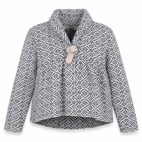 MyWear Girls Black Knit Geometric Tie Jacket 5-6 Years Lined Winter Cotton Blend