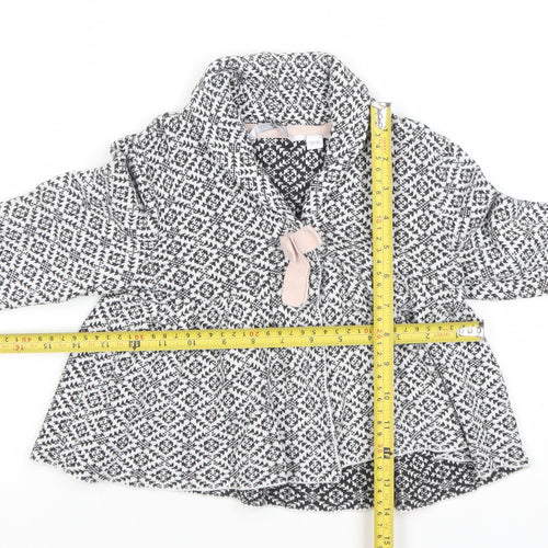 MyWear Girls Black Knit Geometric Tie Jacket 5-6 Years Lined Winter Cotton Blend