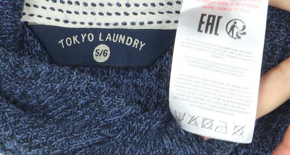 Tokyo Laundry Boys Blue Roll Neck Knit Jumper Size 5/6 Years