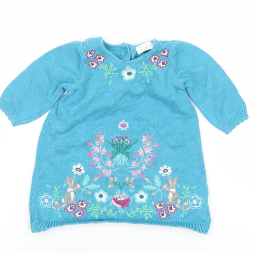 Next Blue Bunny Floral Knit Pullover Jumper 0-3 Months Unisex Baby