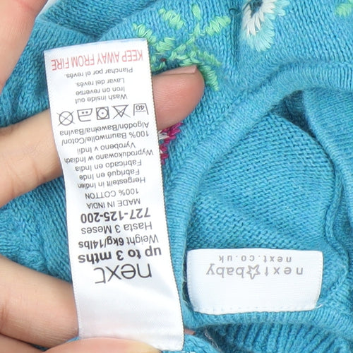 Next Blue Bunny Floral Knit Pullover Jumper 0-3 Months Unisex Baby