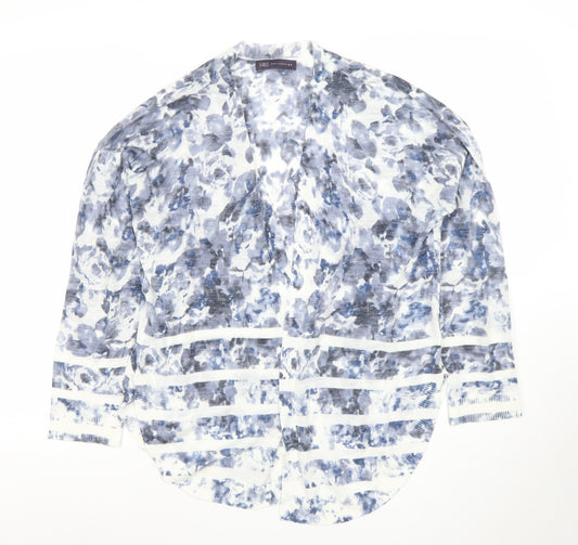 Marks and Spencer Women’s Blue Floral Open Knit Cardigan M