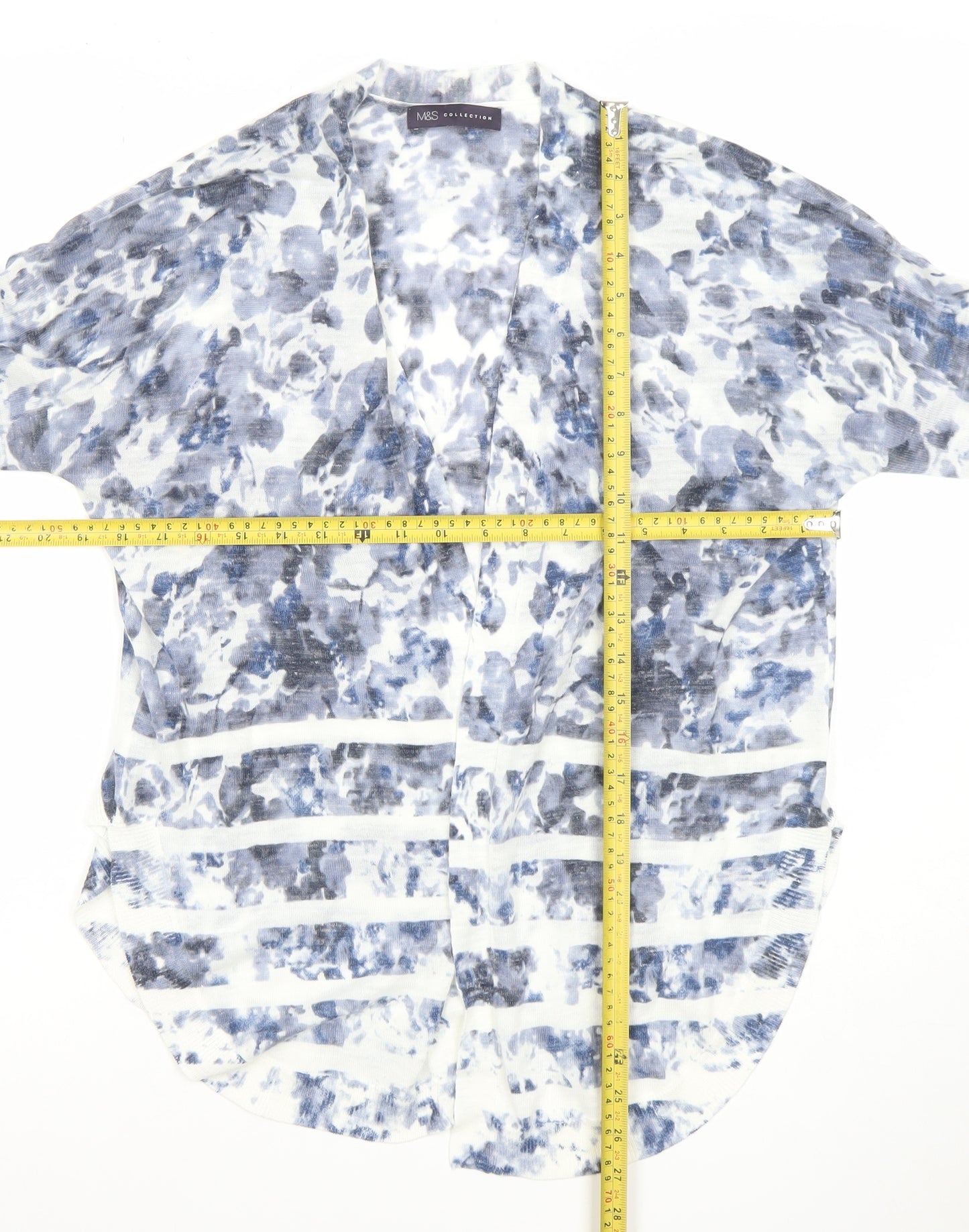 Marks and Spencer Women’s Blue Floral Open Knit Cardigan M