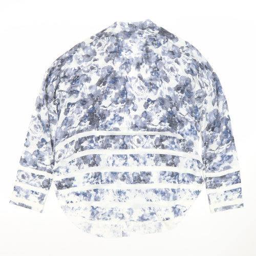 Marks and Spencer Women’s Blue Floral Open Knit Cardigan M