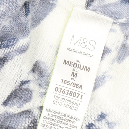 Marks and Spencer Women’s Blue Floral Open Knit Cardigan M