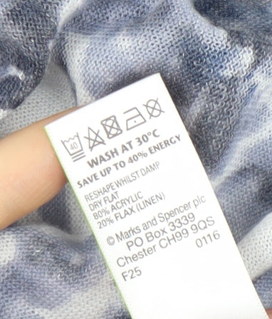 Marks and Spencer Women’s Blue Floral Open Knit Cardigan M