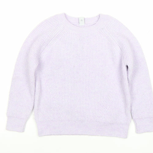 Tu Girls Lilac Rib Knit Pullover Jumper 7 Years Polyester Acrylic Blend