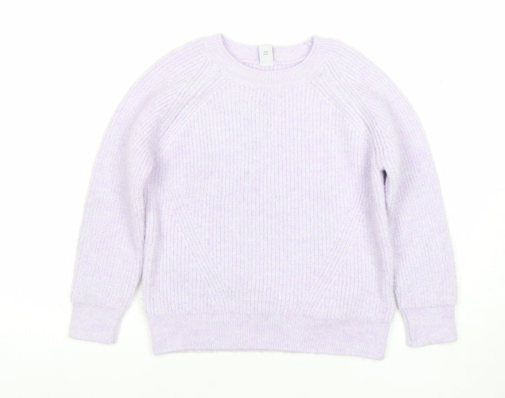 Tu Girls Lilac Rib Knit Pullover Jumper 7 Years Polyester Acrylic Blend
